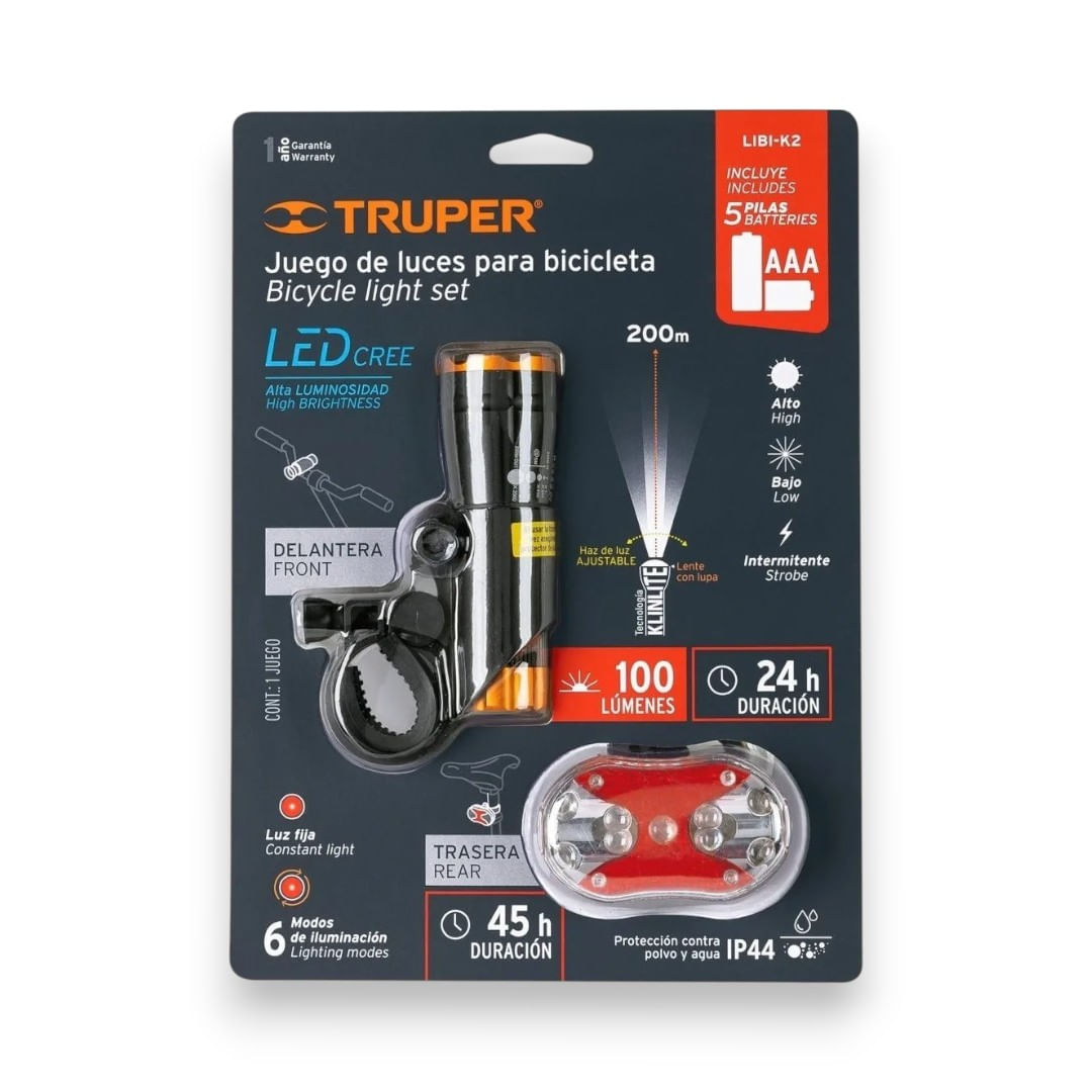 JUEGO DE LINTERNAS TRASERA Y DELANTERA PARA BICICLETA