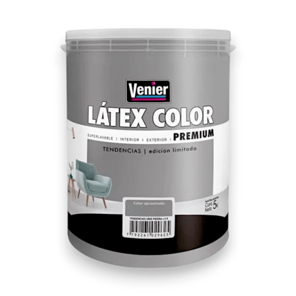 LÁTEX COLOR INTERIOR / EXTERIOR MATE GRIS PIEDRA 5 L