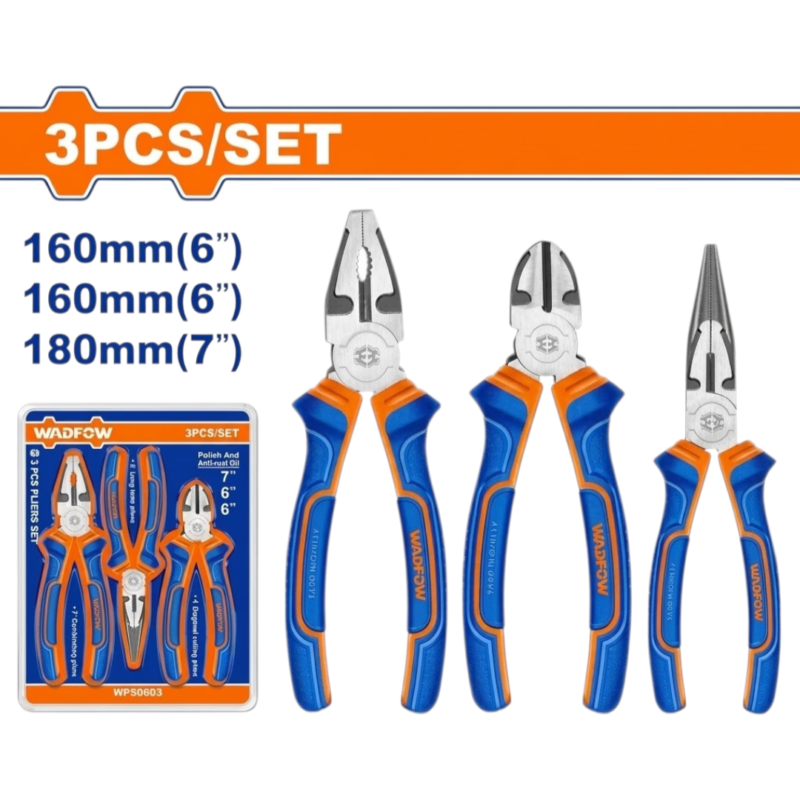 SET DE ALICATES 3 PIEZAS WPS0603 WADFOW