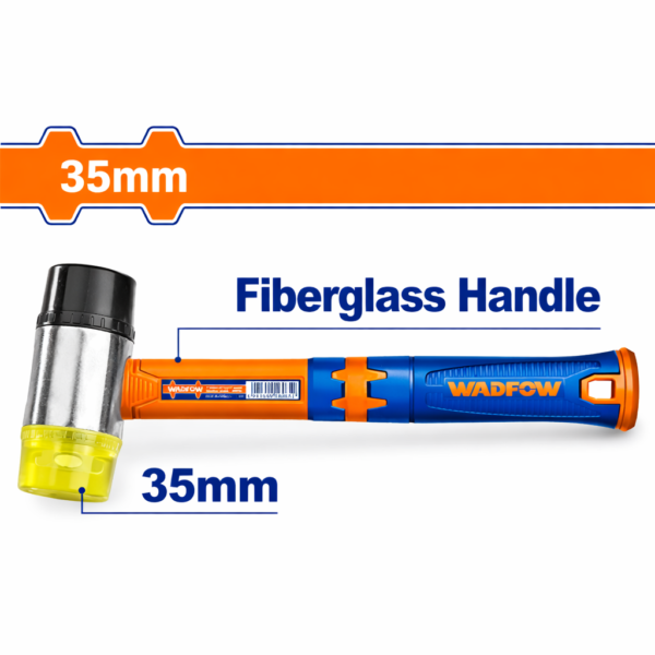 MARTILLO CON CABEZA DE PLÁSTICO Y GOMA 35MM WHM7305 WADFOW