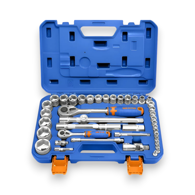 SET DE TUBOS CON CRIQUE DE 1/4" Y 1/2" 43 PIEZAS DE ACERO WST3D43