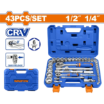 SET DE TUBOS CON CRIQUE DE 1/4" Y 1/2" 43 PIEZAS DE ACERO WST3D43