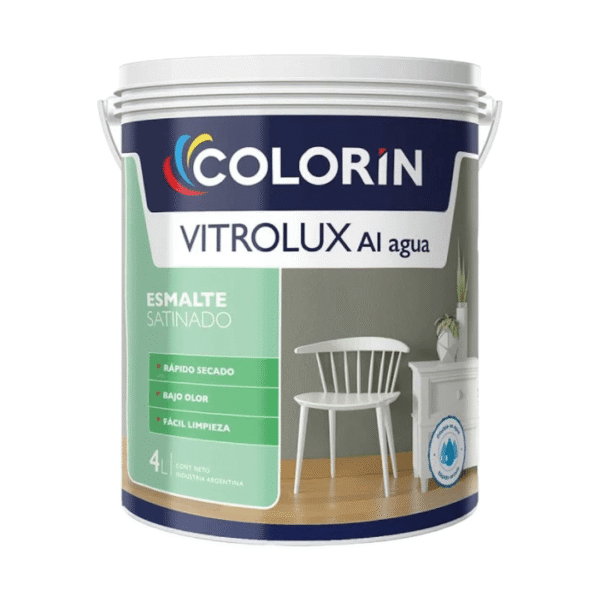 ESMALTE AL AGUA NEGRO SATINADO VITROLUX 4 L