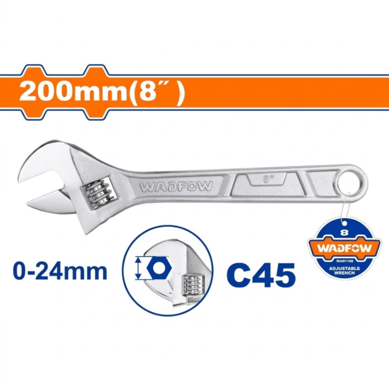 LLAVE FRANCESA AJUSTABLE 8" WAW1108 WADFOW