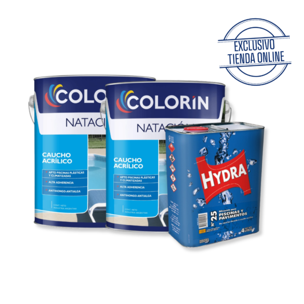 Combo 2 pinturas caucho pileta Colorín azul 4 L + diluyente