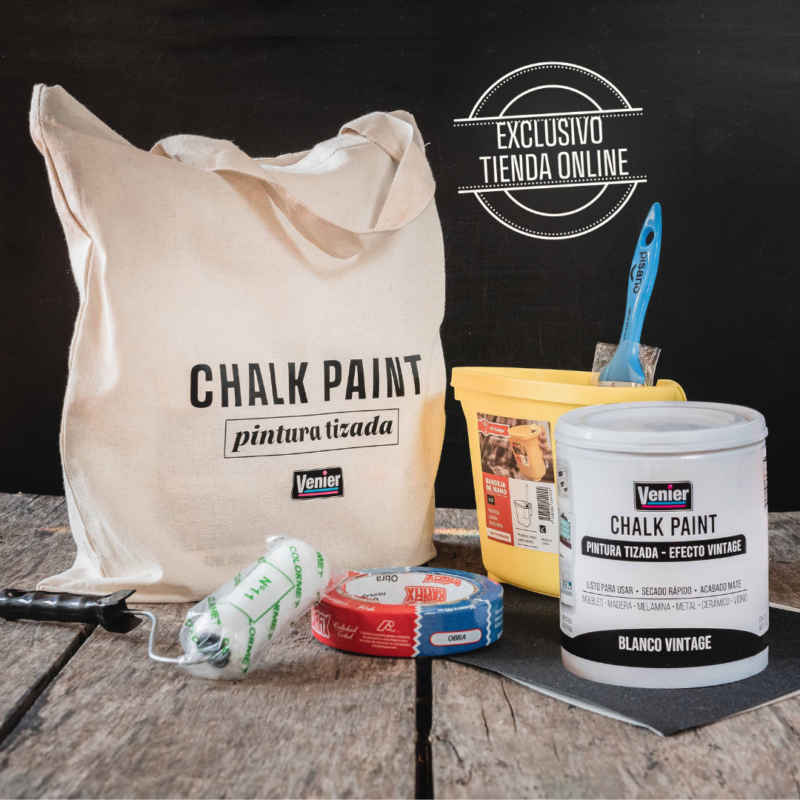 Combo Chalk Paint blanco vintage 1 L con accesorios