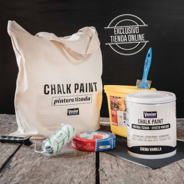 COMBO CHALK PAINT CREMA VAINILLA 1L + ACCESORIOS
