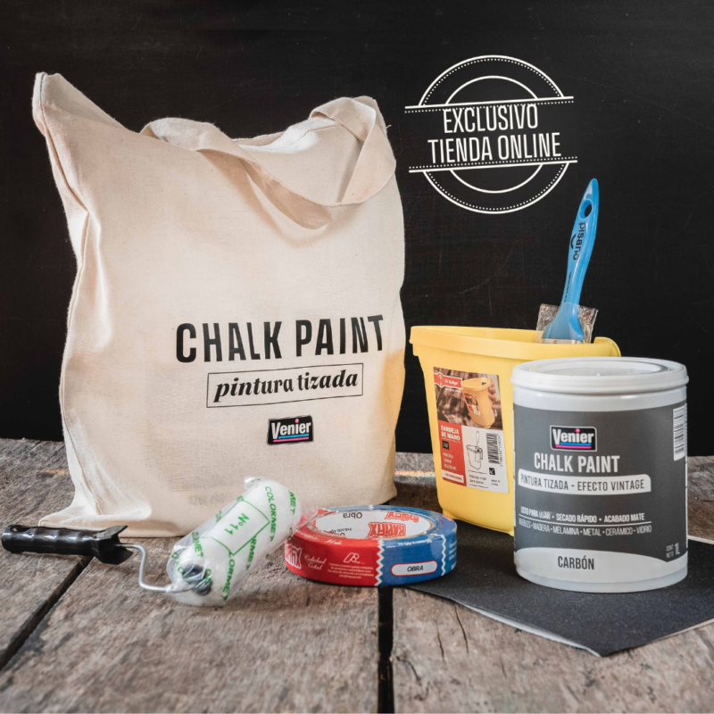 Combo Chalk Paint carbón 1 L con accesorios