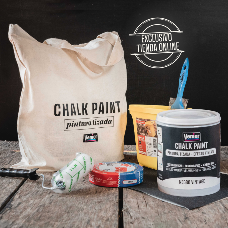 Combo Chalk Paint negro vintage 1 L con accesorios