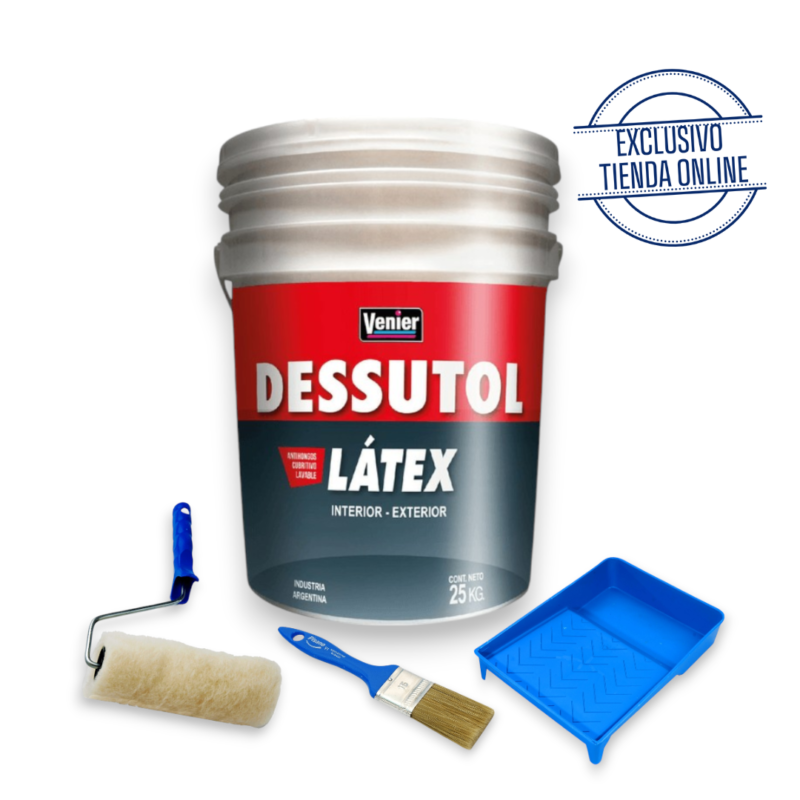 Combo pintura látex interior exterior Dessutol 25 L