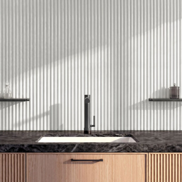 Revestimiento de pared Epsilon Snail blanco mate 250 mm x 2,75 m