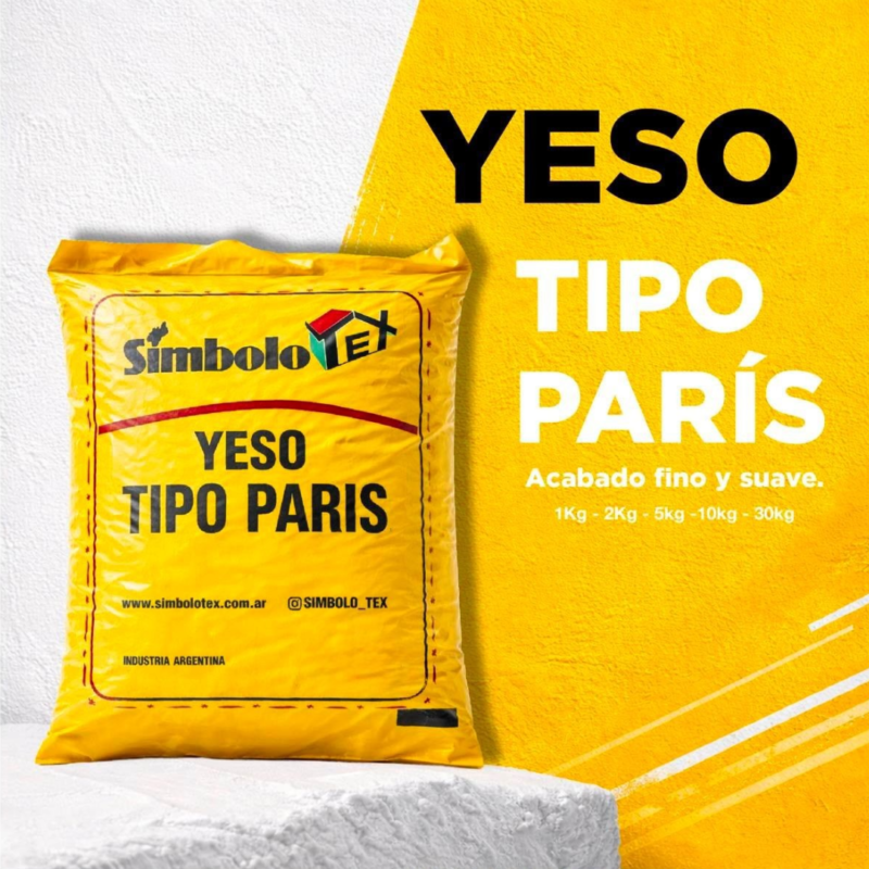 Tamaños y presentaciones del yeso tipo paris